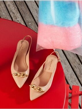 COACH Women's Veronica Embellished Pointed Toe Slingback Flats